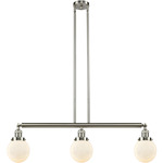 Beacon 213 / 214 Linear Pendant - Brushed Satin Nickel / Matte White