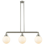 Beacon 213 / 214 Linear Pendant - Brushed Satin Nickel / Matte White