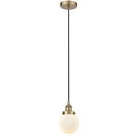 Beacon 616 Pendant - Antique Brass / Matte White