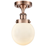 Beacon 916 Semi Flush Ceiling Light - Antique Copper / Matte White
