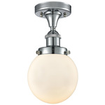 Beacon 916 Semi Flush Ceiling Light - Polished Chrome / Matte White