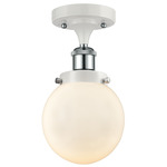 Beacon 916 Semi Flush Ceiling Light - White / Polished Chrome / Matte White