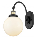 Beacon 918 Wall Sconce - Black / Antique Brass / Matte White