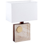 Topanga Square Table Lamp - Travertine / White