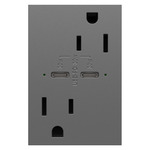 Adorne 15A Dual Receptacle with C Dual USB - Magnesium