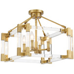 Prima Vista Semi Flush Ceiling Light - Aged Brass / Clear