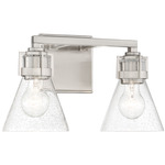 Chatham Square Bathroom Vanity Light - Brushed Nickel / Clear Seeded