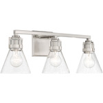 Chatham Square Bathroom Vanity Light - Brushed Nickel / Clear Seeded