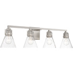 Chatham Square Bathroom Vanity Light - Brushed Nickel / Clear Seeded