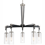 Pullman Junction Chandelier - Brushed Nickel / Coal / Clear