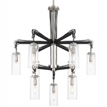 Pullman Junction Chandelier - Brushed Nickel / Coal / Clear