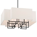 Upham Estates Pendant - Coal / Polished Nickel / White Linen