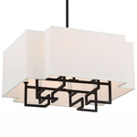 Upham Estates Pendant - Coal / Polished Nickel / White Linen