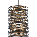 Vortic Flow Tall Pendant - Dark Bronze / Mosaic Gold