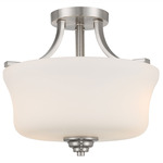 Shyloh Semi Flush Ceiling Light - Brushed Nickel / Etched Opal