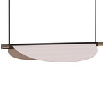 Thula Linear Pendant - Sand Black / Satin Nickel / Beige Leather