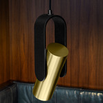 Nastro Pendant - Sand Black / Brushed Brass Cylinder