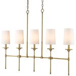 Emily Linear Chandelier - Rubbed Brass / Off White