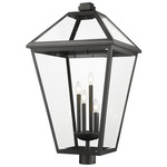 Talbot Outdoor Post Light with Round Fitter - Black / Clear