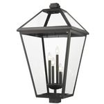 Talbot Outdoor Post Light with Square Fitter - Black / Clear Beveled