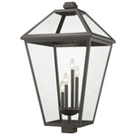 Talbot Outdoor Post Light with Square Fitter - Oil Rubbed Bronze / Clear Seedy