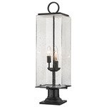 Sana Outdoor Pier Light with Traditional Base - Black / Seedy Glass