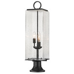 Sana Outdoor Pier Light with Simple Round Base - Black / Seedy Glass