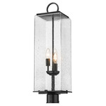 Sana Outdoor Post Light with Round Fitter - Black / Seedy Glass