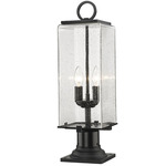 Sana Outdoor Pier Light with Traditional Base - Black / Seedy Glass