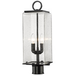 Sana Outdoor Post Light with Round Fitter - Black / Seedy Glass