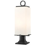 Sana Outdoor Pier Light with Traditional Base - Black / White Opal