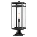 Nuri Outdoor Pier Light with Traditional Base - Black / Clear