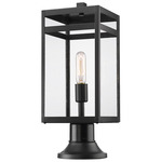 Nuri Outdoor Pier Light with Simple Round Base - Black / Clear