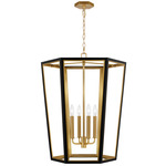 Curt Outdoor Chandelier - Midnight Black / Burnished Brass