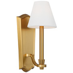 Paisley Tall Wall Sconce - Burnished Brass / White Linen