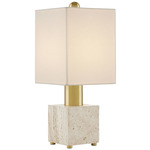 Gentini Table Lamp - Antique Brass/ Travertine / Bone