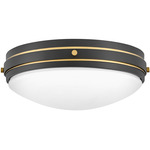 Oliver Flush Mount Ceiling Light - Black / Etched Opal