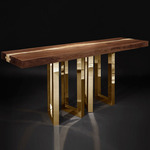 Il Pezzo 6 Console Table - Gold / Walnut/ Ash