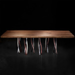 Il Pezzo 8 Wood Dining Table - Nickel/Black Nickel/Rose Bronze / Walnut
