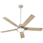 Temple Ceiling Fan - Satin Nickel / Weathered Gray