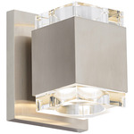 Voto Square Wall Sconce - Satin Nickel / Clear