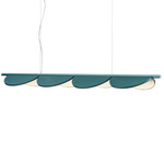 Almendra Linear Pendant - White / Bay Blue Metallized