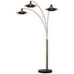 Rancho Mirage Triple Stem Floor Lamp - Weathered Brass / Black / Gold