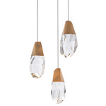 Martini Round Multi Light Pendant - Aged Brass / Crystal