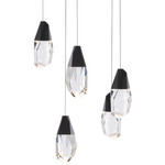 Martini Color-Select Round Multi Light Pendant - Black / Optic Crystal