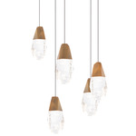 Martini Round Multi Light Pendant - Aged Brass / Crystal Haze