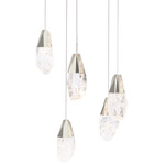 Martini Round Multi Light Pendant - Polished Nickel / Crystal Haze