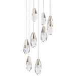 Martini Round Multi Light Pendant - Polished Nickel / Crystal