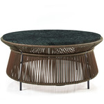 Caribe Chic Marble Side Table - Terra Black Finish/Verde Marble Top