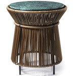 Caribe Chic Marble Side Table - Terra Black Finish/Verde Marble Top